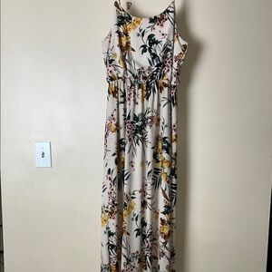 NAIF Blue and White Halter Maxi Sundress for Weddings